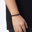 Claret Red Double Leather Bracelet In Oxide