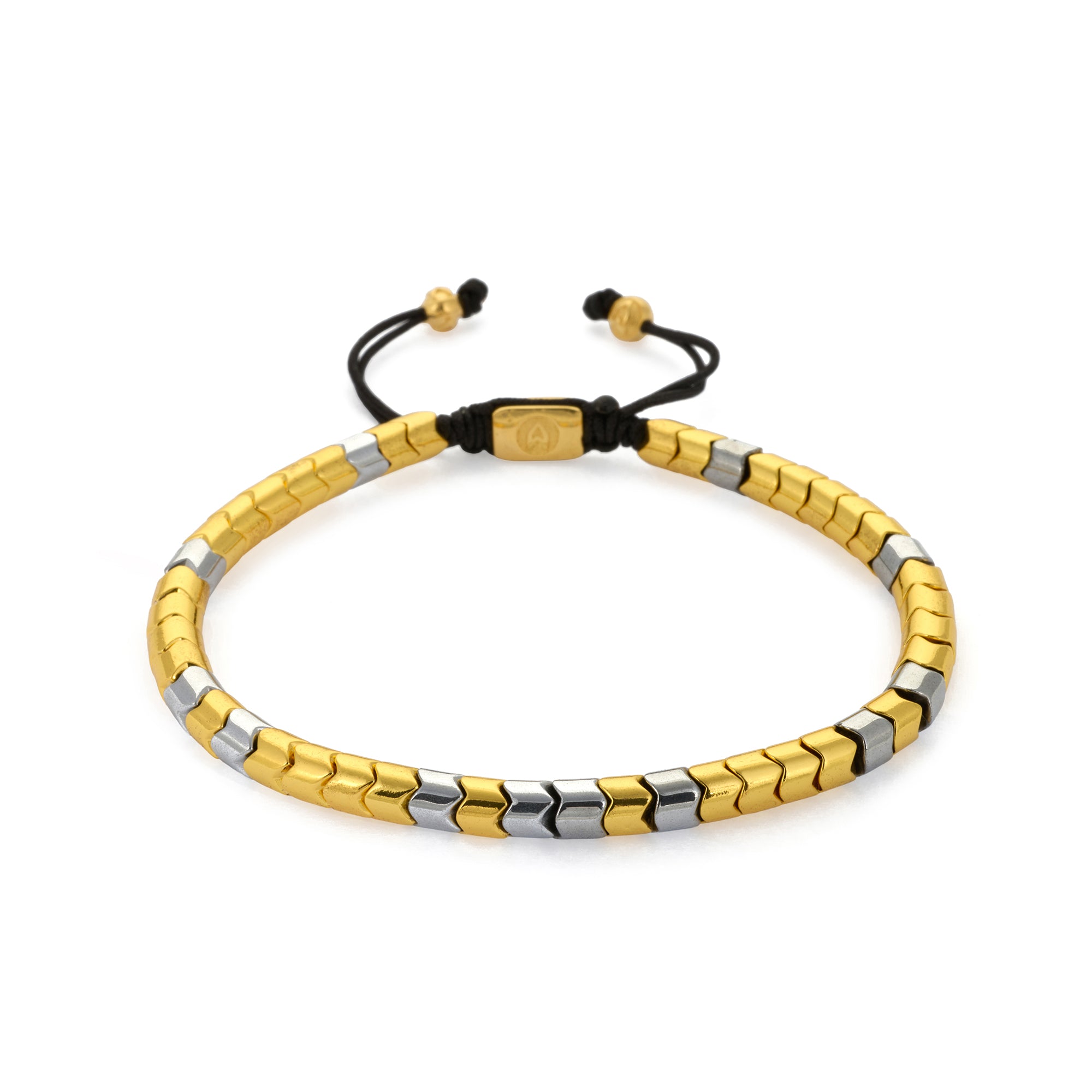 Silver And Gold Rolo Hematite Bracelet