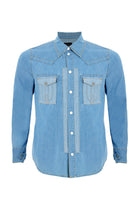 2be4A-Erkek Açık Mavi Cepli Denim Gömlek-1-Milagron.com