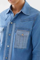 2be4A-Erkek Açık Mavi Cepli Denim Gömlek-5-Milagron.com