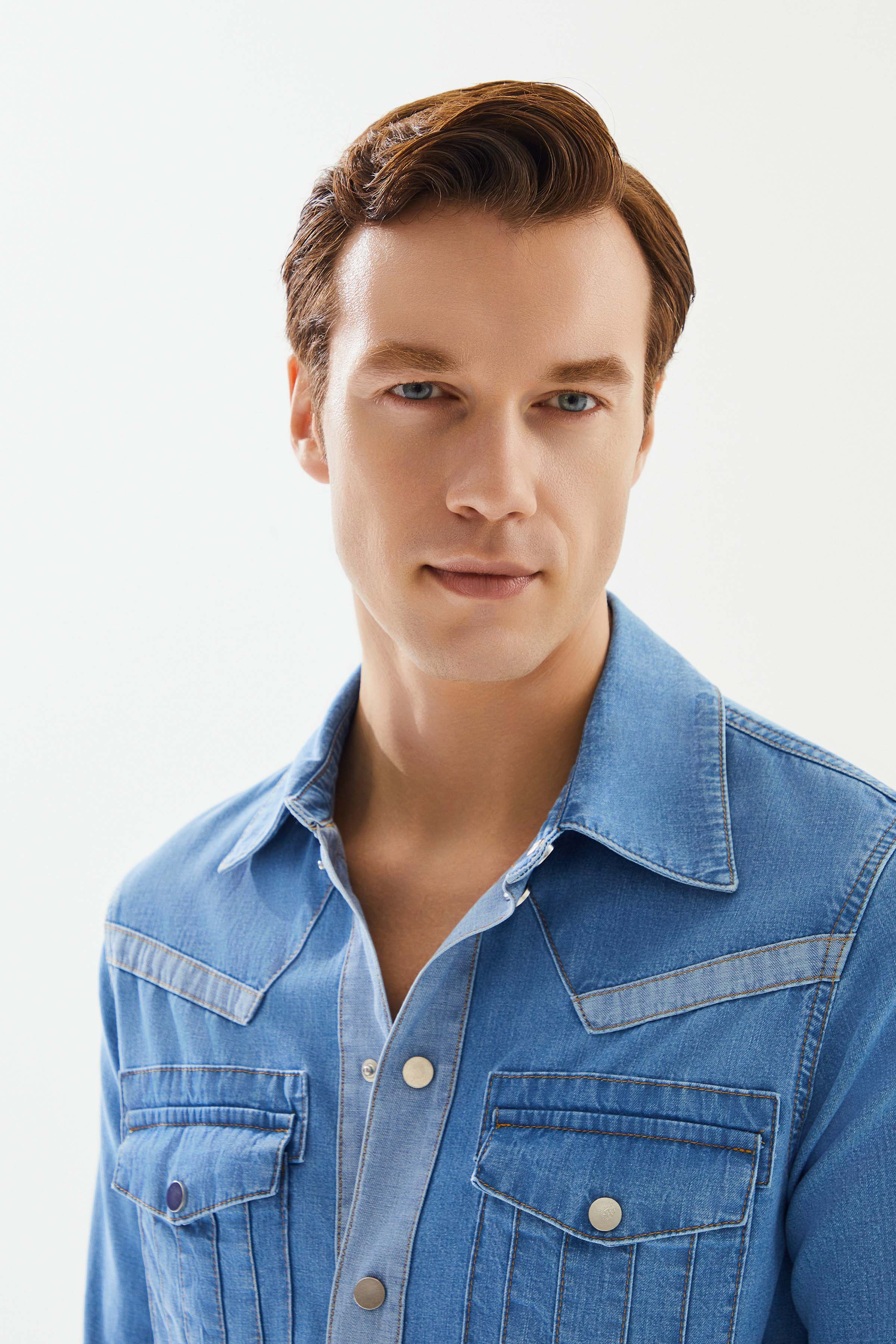 2be4A-Erkek Açık Mavi Cepli şerit Detaylı Denim Gömlek-5-Milagron.com