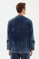 2be4 A-Erkek Bisiklet Yakalı Yan Fermuarlı Denim Ceket-6-Milagron.com