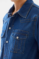 2be4A-Erkek Koyu Mavi Cepli Denim Gömlek-Gömlek-5-Milagron.com