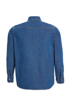 2be4A-Erkek Koyu Mavi Cepli şerit Detaylı Denim Gömlek-2-Milagron.com