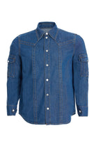 2be4A-Erkek Koyu Mavi Kol Cepli Denim Gömlek-1-Milagron.com