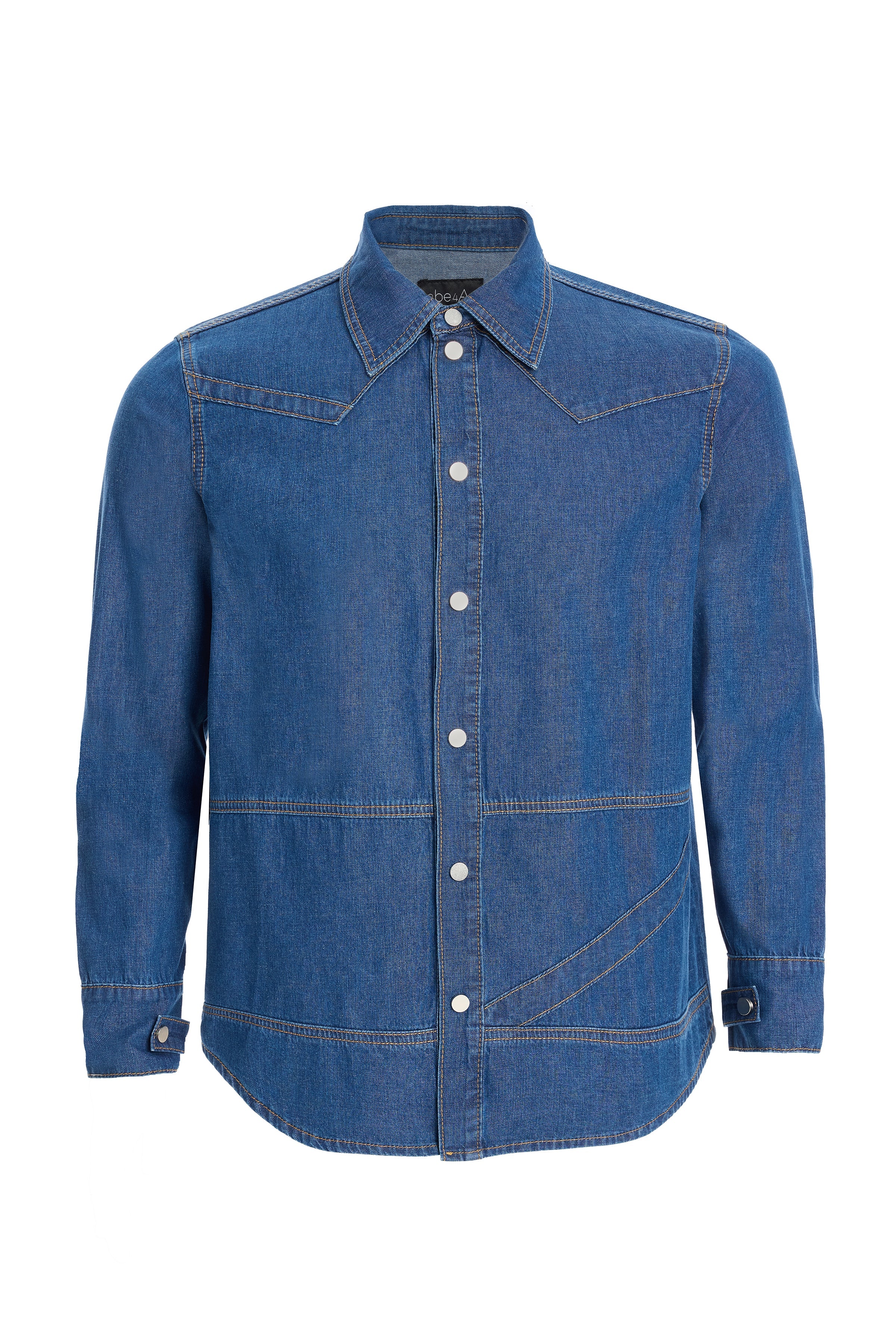 2be4A-Erkek Koyu Mavi şerit Detaylı Denim Gömlek-1-Milagron.com