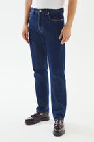 2be4A-Erkek Lacivert Straight Denim Pantolon-4-Milagron.com
