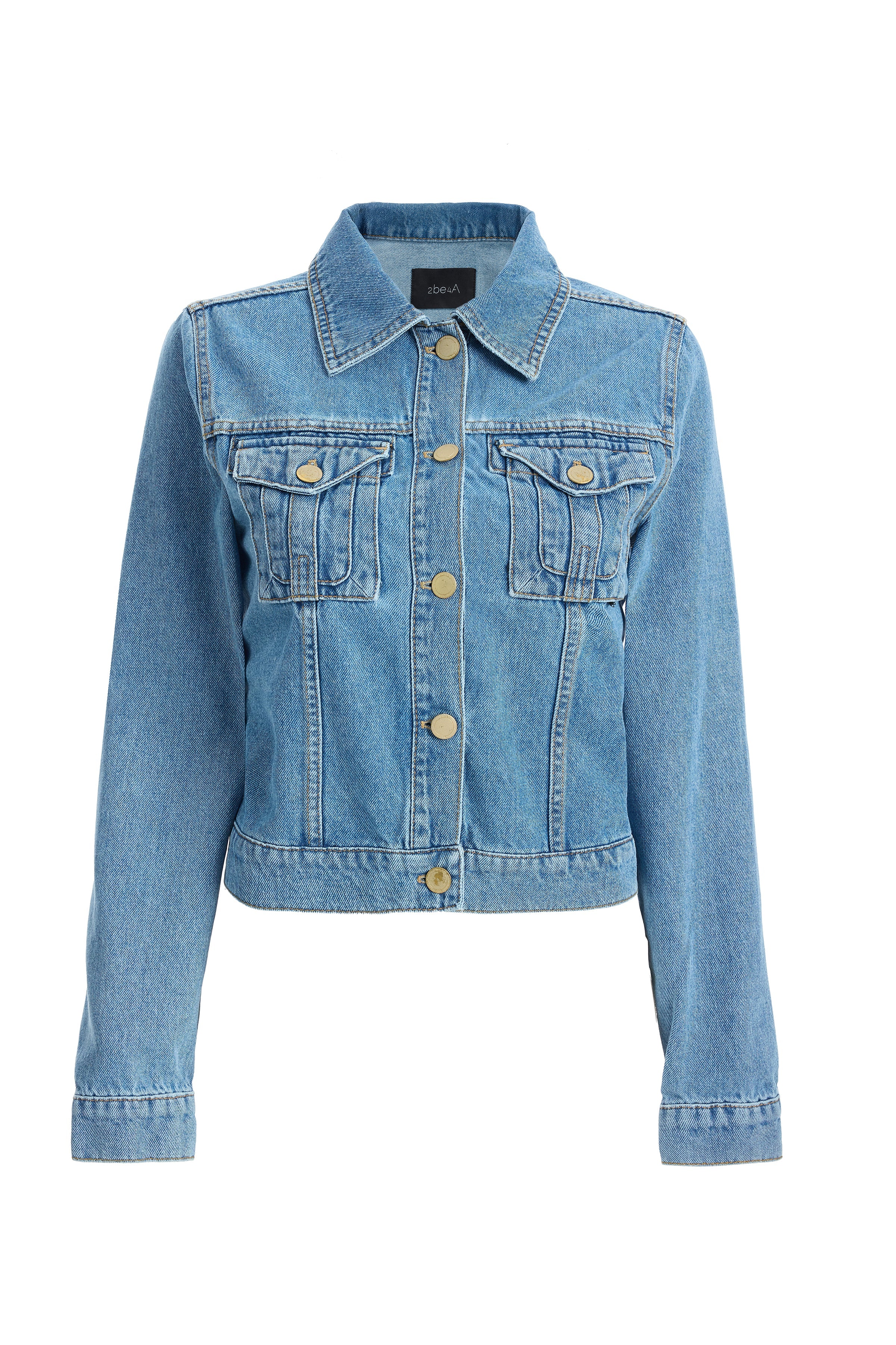 2be4A-Kadın Açık Mavi Arkası örme Denim Ceket-2-Milagron.com