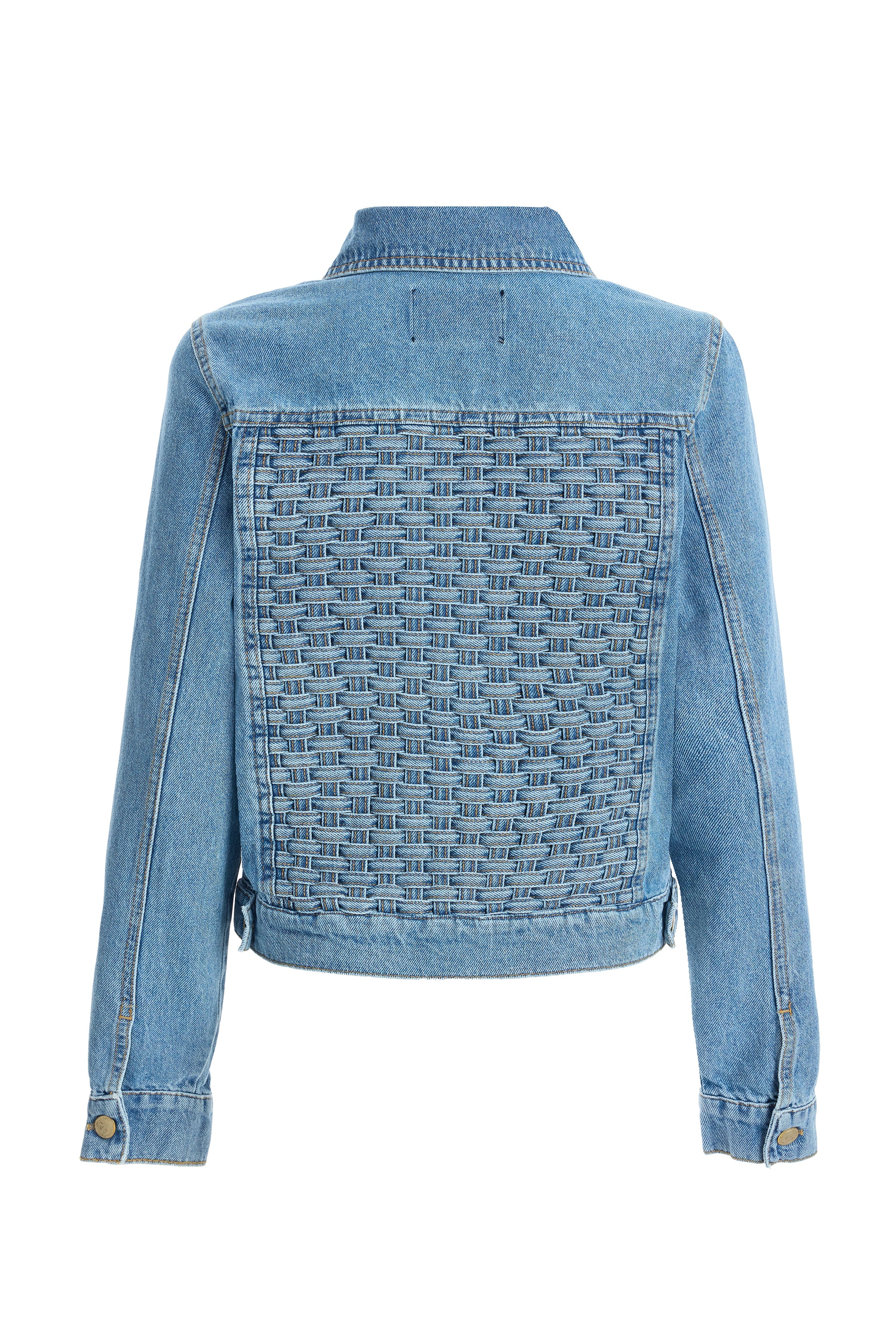 2be4A-Kadın Açık Mavi Arkası örme Denim Ceket-1-Milagron.com