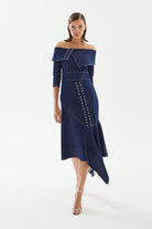 2be4A-Kadın Asimetrik Denim Elbise-Elbise-1-Milagron.com