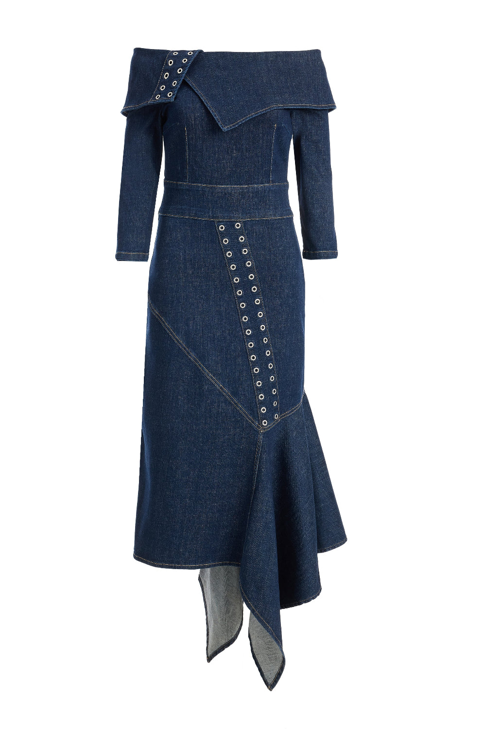 2be4A-Kadın Asimetrik Denim Elbise-Elbise-2-Milagron.com