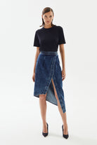 2be4A-Kadın Asimetrik Yırtmaçlı Denim Etek-3-Milagron.com