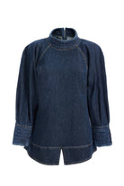 2be4A-Kadın Balon Kollu Denim Bluz-Bluz-2-Milagron.com