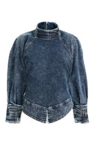 2be4A-Kadın Balon Kollu Kısa Denim Bluz-Bluz-2-Milagron.com