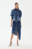 2be4A-Kadın Balon Kollu Kısa Denim Bluz-Bluz-4-Milagron.com