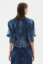 2be4A-Kadın Balon Kollu Kısa Denim Bluz-Bluz-6-Milagron.com