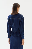 2be4A-Kadın Beli Büzgülü Denim Ceket-Ceket-6-Milagron.com