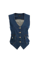 2be4A-Kadın Cep Detaylı Denim Yelek-Yelek-2-Milagron.com