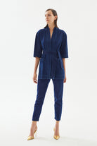 2be4A-Kadın Damalı Denim Kimono-3-Milagron.com