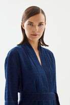 2be4A-Kadın Damalı Denim Kimono-4-Milagron.com
