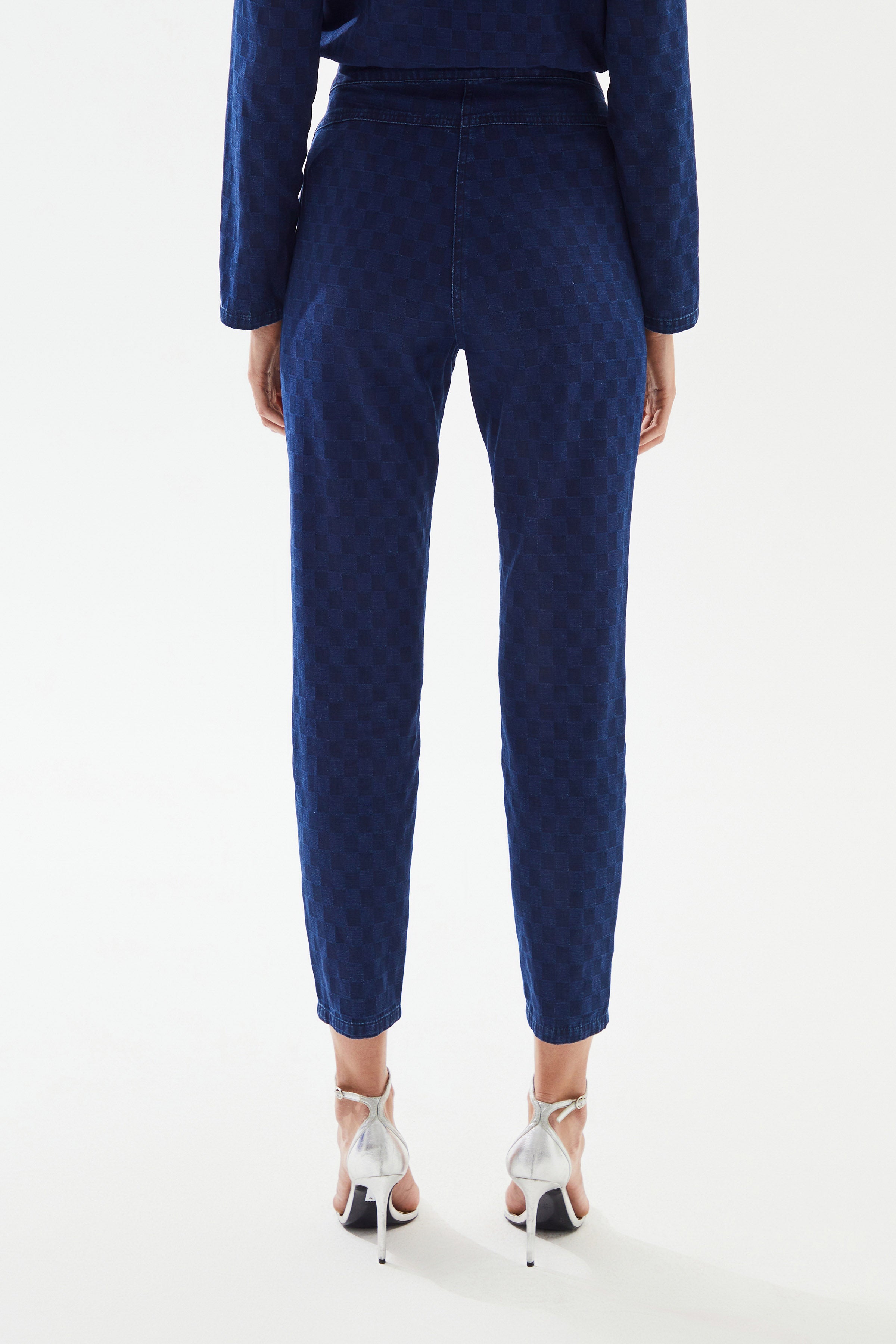 2be4A-Kadın Damalı Denim Pantolon-4-Milagron.com