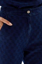 2be4A-Kadın Damalı Denim Pantolon-5-Milagron.com