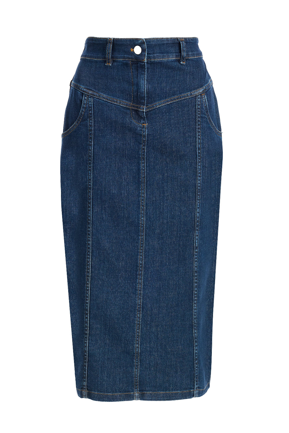 2be4A-Kadın Diz Altı Denim Etek-1-Milagron.com