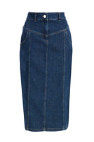 2be4A-Kadın Diz Altı Denim Etek-1-Milagron.com