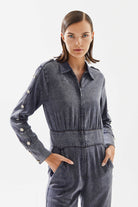 2be4A-Kadın Düğme Detaylı Denim Tulum-Tulum-4-Milagron.com