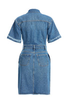 2be4A-Kadın Düğmeli Denim Elbise-2-Milagron.com