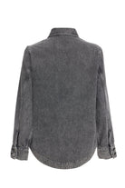 2be4A-Kadın Gri örme Detaylı Denim Gömlek-2-Milagron.com