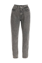2be4A-Kadın Gri örme Detaylı Denim Pantolon-1-Milagron.com