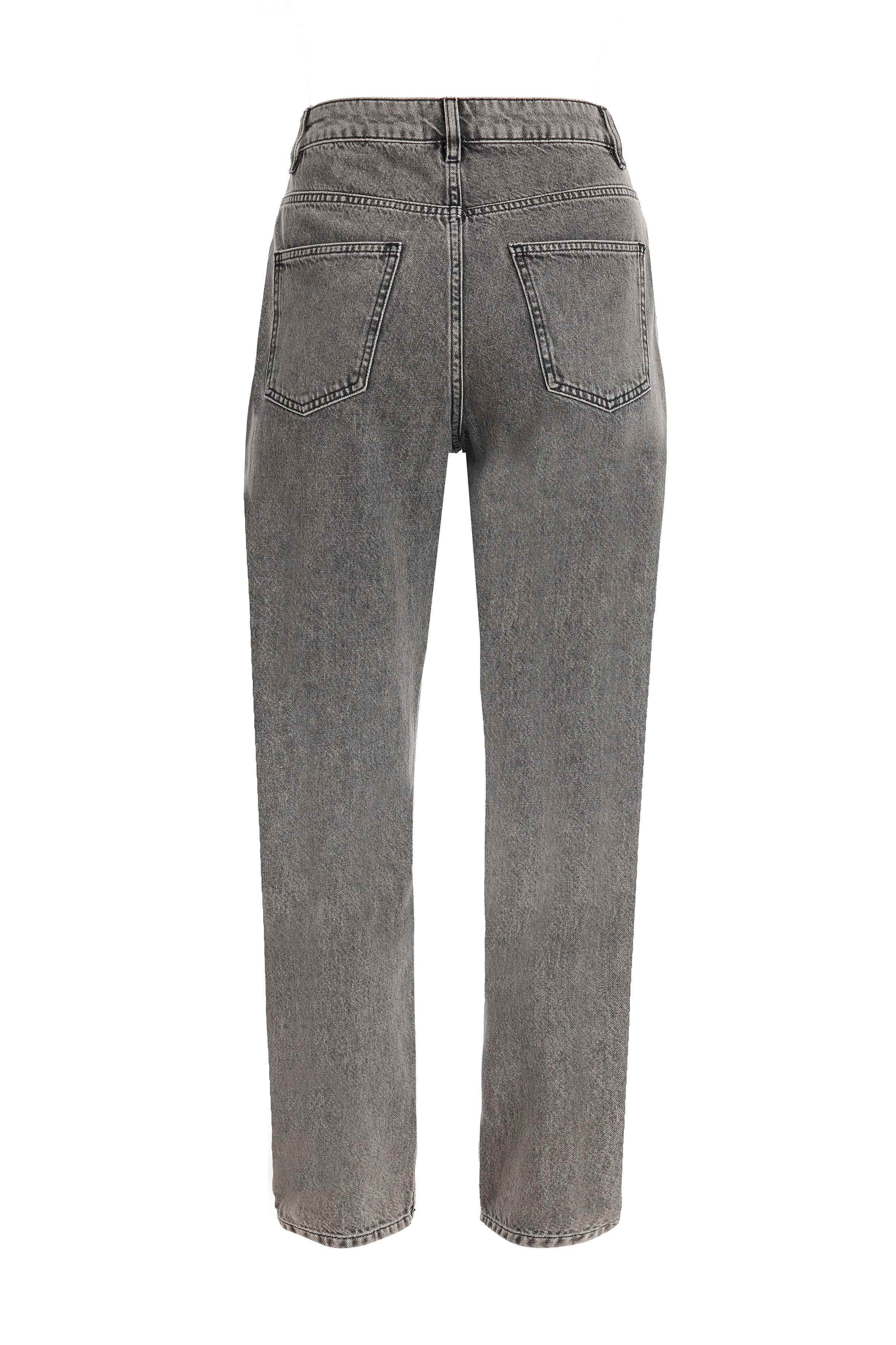 2be4A-Kadın Gri örme Detaylı Denim Pantolon-2-Milagron.com