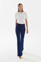 2be4A-Kadın High Rise Flare Denim Pantolon-Kot Pantolon-4-Milagron.com