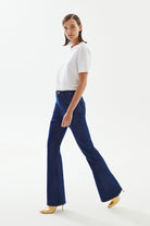 2be4A-Kadın High Rise Flare Denim Pantolon-Kot Pantolon-5-Milagron.com