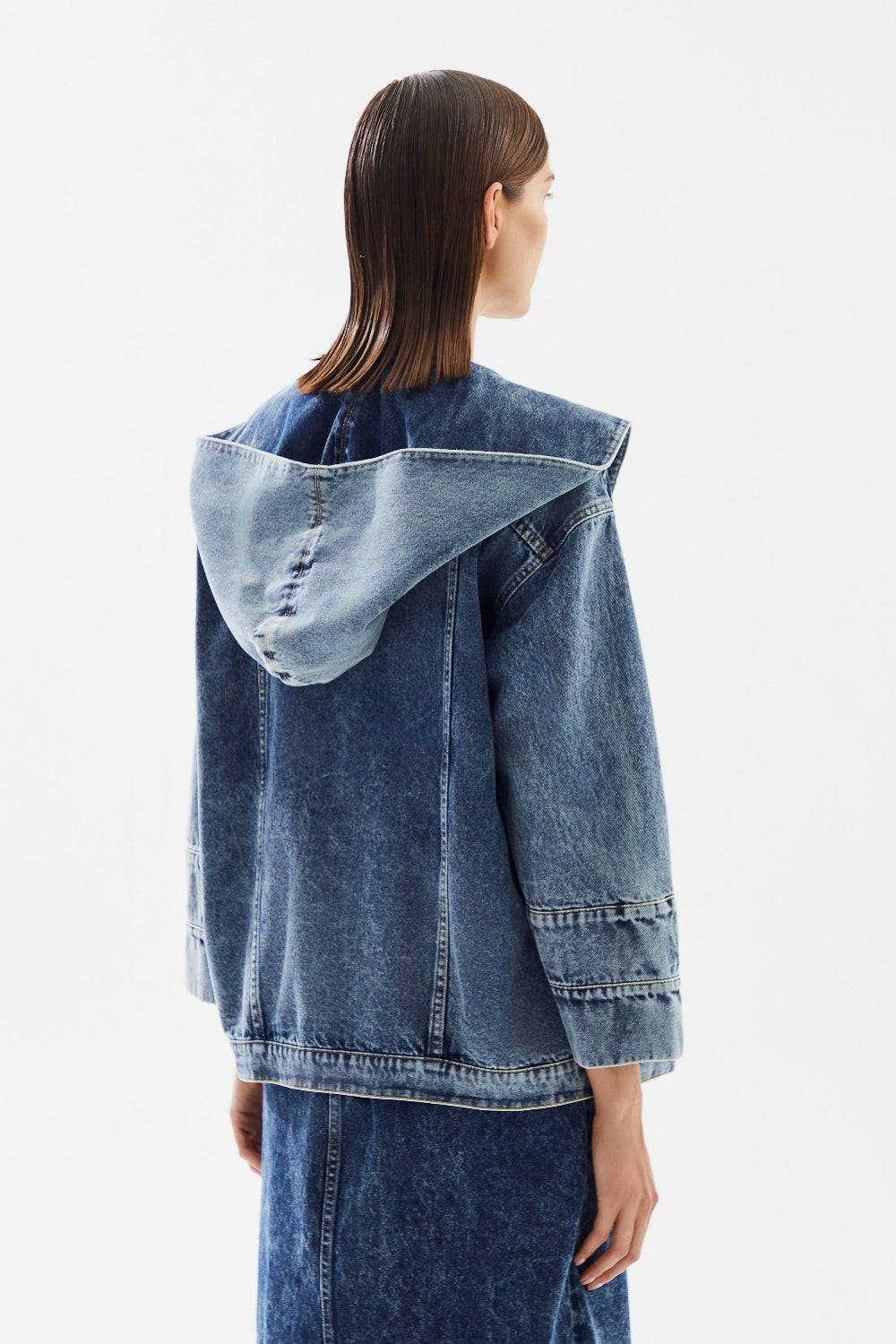 2be4A-Kadın Kapüşonlu Denim Ceket-6-Milagron.com