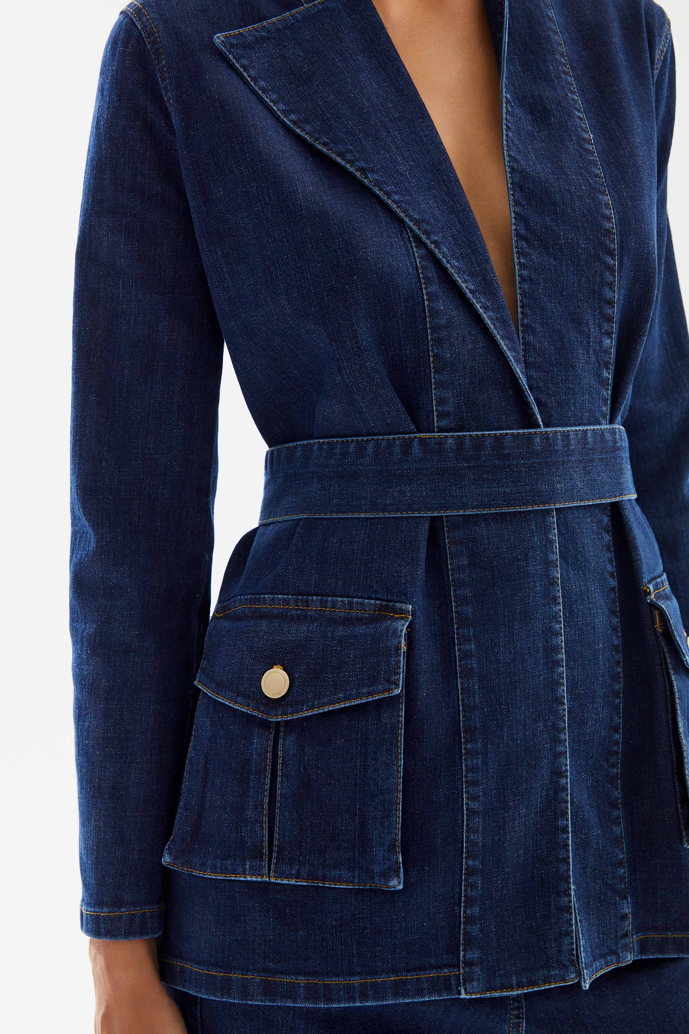 2be4A-Kadın Kargo Cepli Denim Ceket-6-Milagron.com