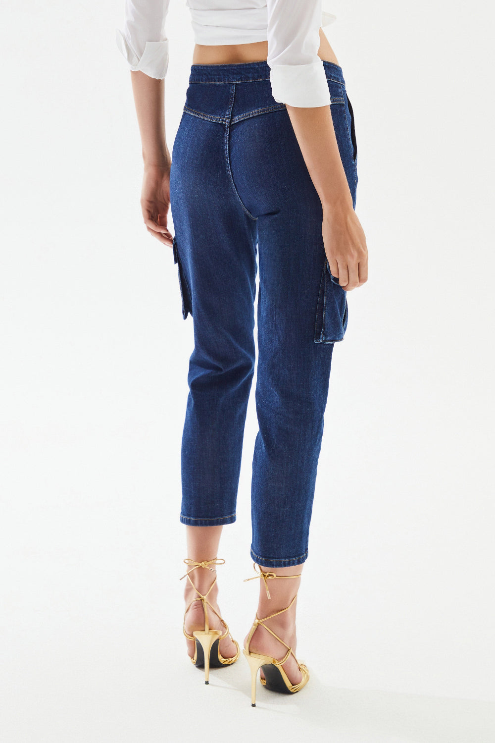 2be4A-Kadın Kargo Cepli Denim Pantolon-Kot Pantolon-6-Milagron.com