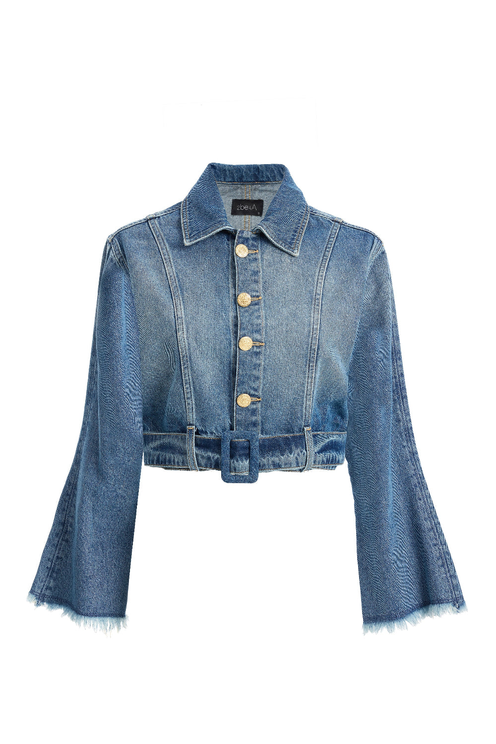 2be4A-Kadın Kemerli Kısa Denim Ceket-1-Milagron.com