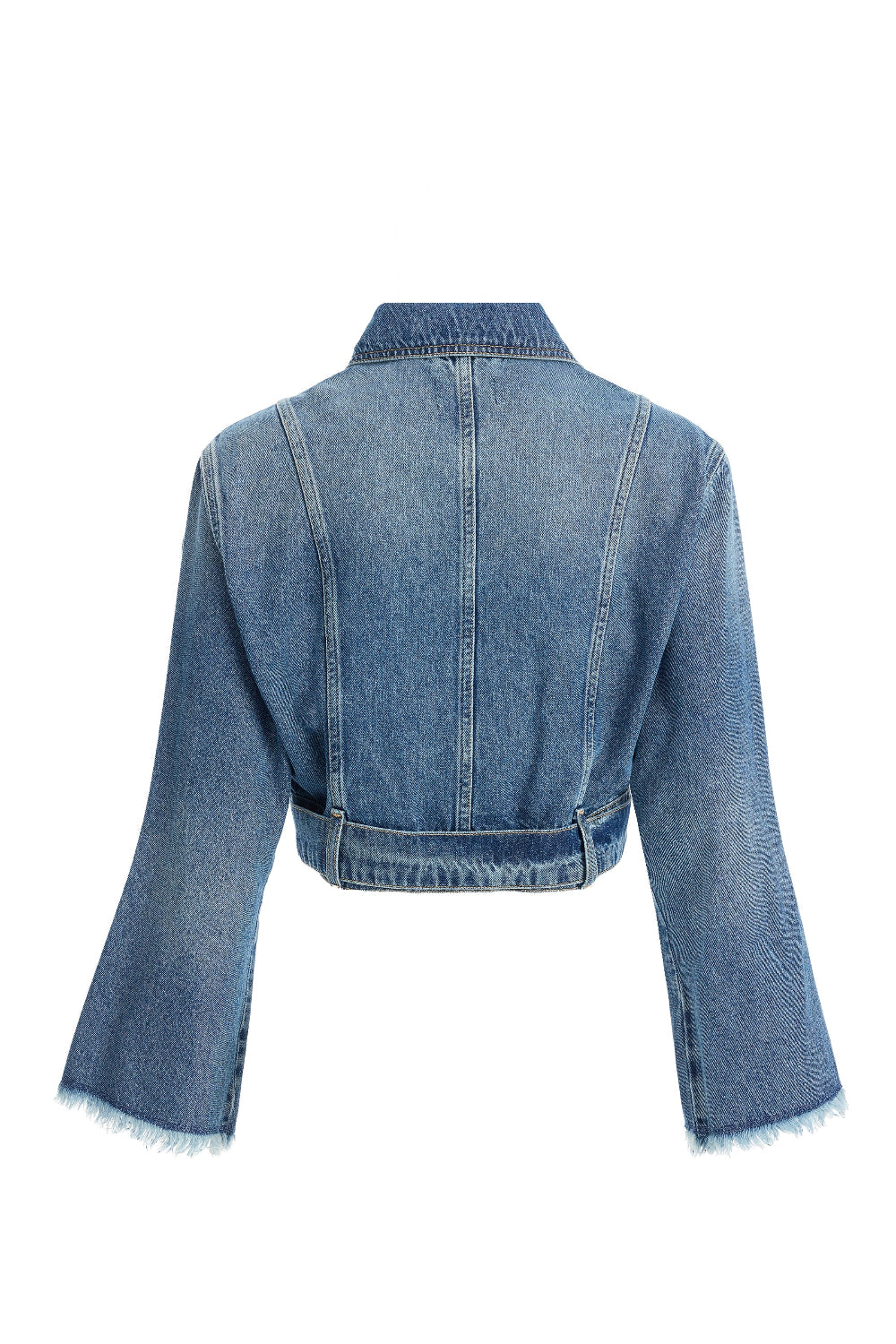 2be4A-Kadın Kemerli Kısa Denim Ceket-2-Milagron.com