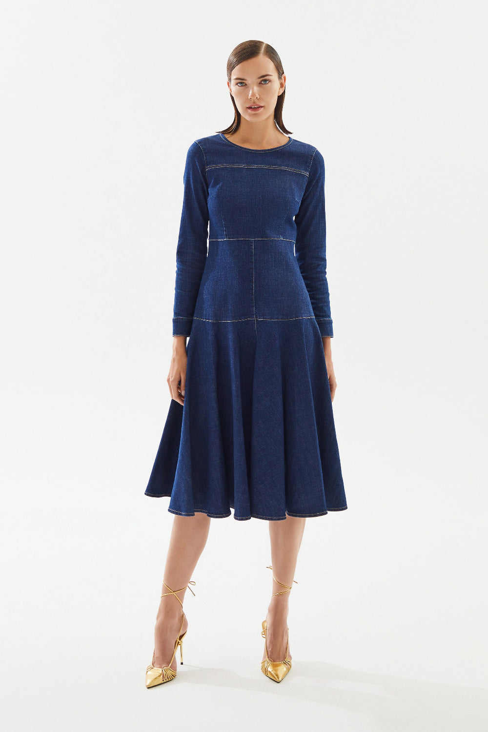 2be4A-Kadın Klasik Denim Elbise-Elbise-1-Milagron.com