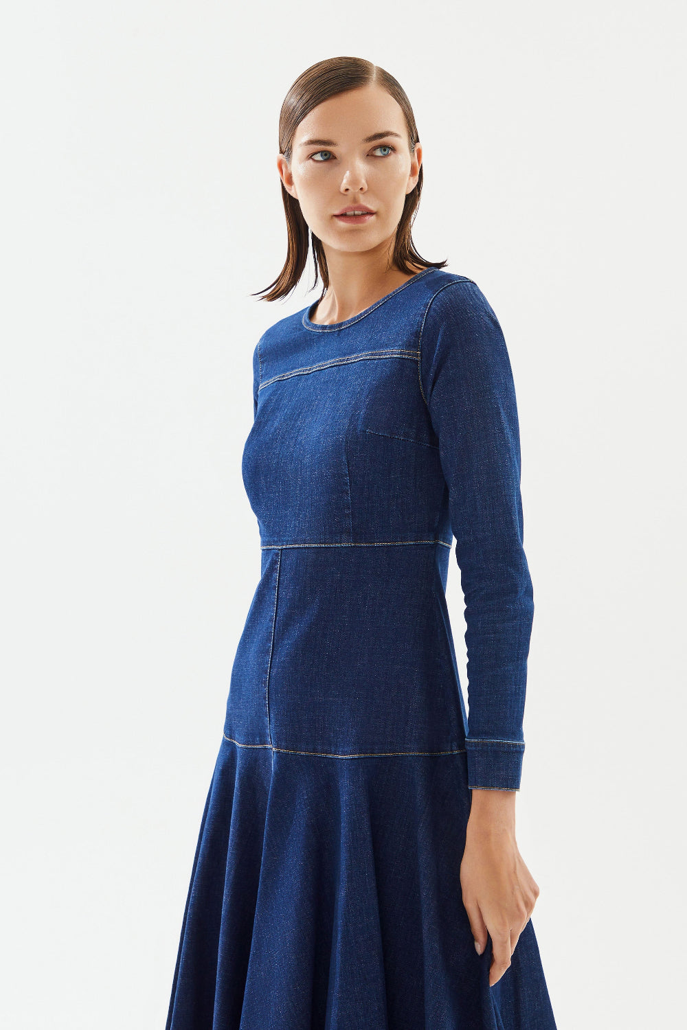 2be4A-Kadın Klasik Denim Elbise-Elbise-5-Milagron.com