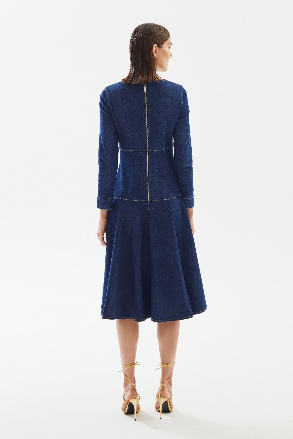 2be4A-Kadın Klasik Denim Elbise-Elbise-6-Milagron.com