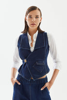 2be4A-Kadın Kruvaze Denim Yelek-Yelek-1-Milagron.com