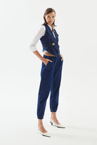 2be4A-Kadın Kruvaze Denim Yelek-Yelek-5-Milagron.com