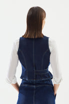 2be4A-Kadın Kruvaze Denim Yelek-Yelek-6-Milagron.com