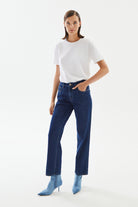 2be4A-Kadın Mid Rise Straight Denim Pantolon-Kot Pantolon-1-Milagron.com