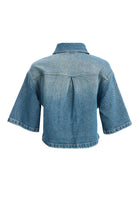 2be4A-Kadın Nervür Detaylı Geniş Kollu Denim Ceket-2-Milagron.com