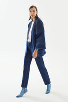 Kadın Nervürlü Denim Kimono