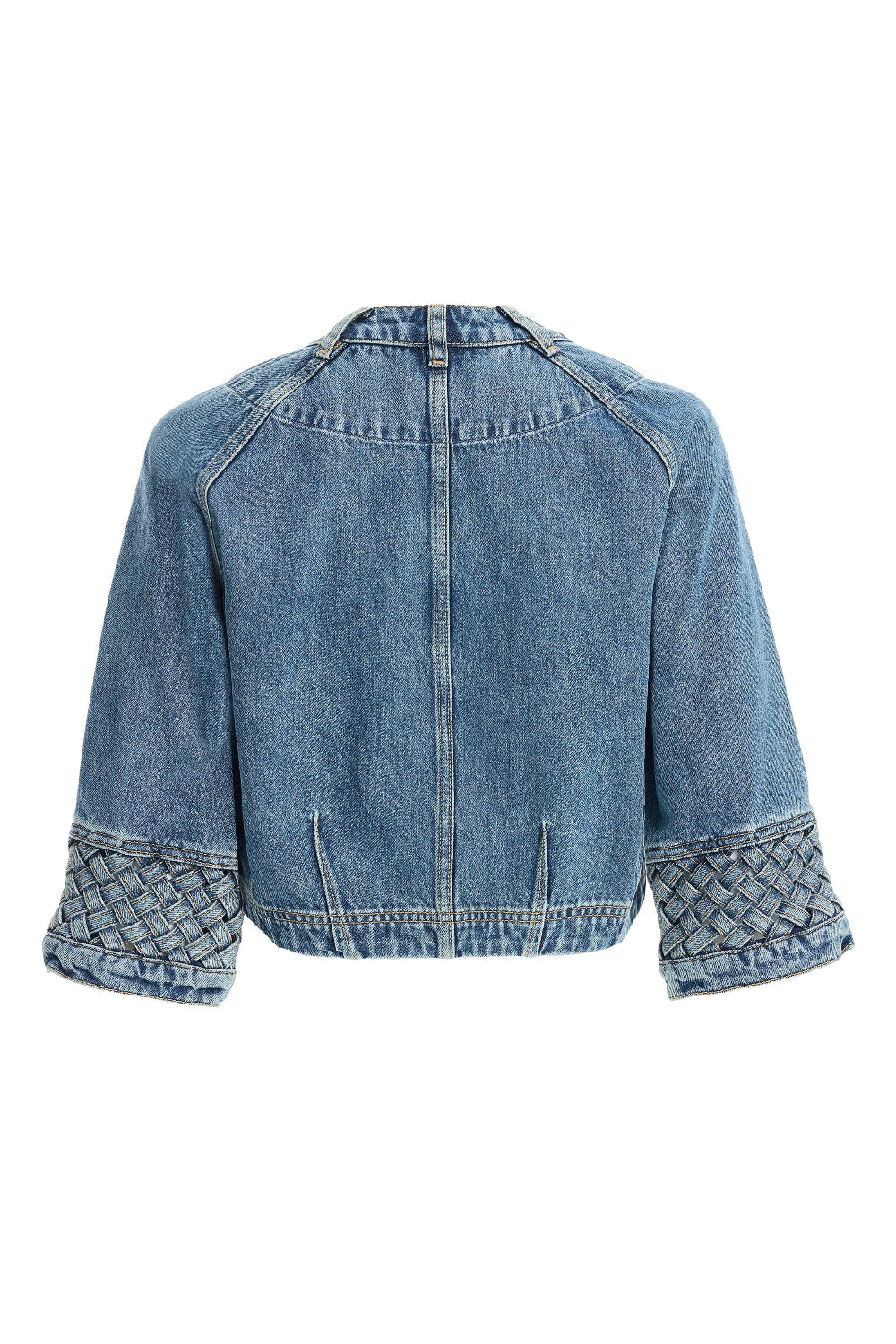 2be4A-Kadın örme Detaylı Bisiklet Yaka Kısa Denim Ceket-2-Milagron.com